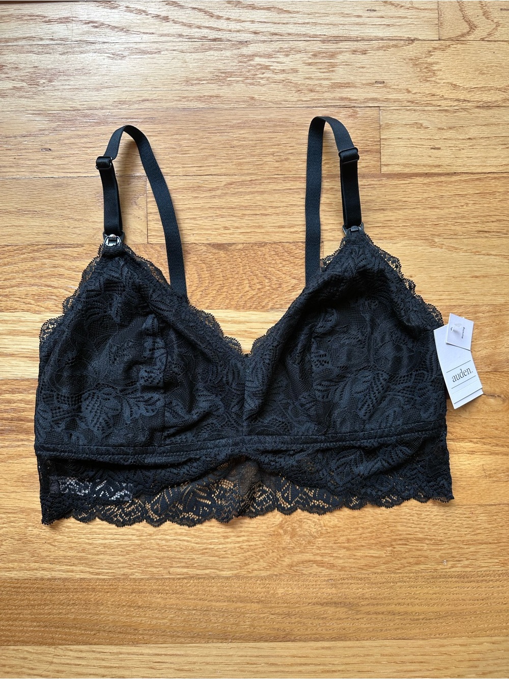 NWT Auden Lace Nursing Bralette, Black, Large